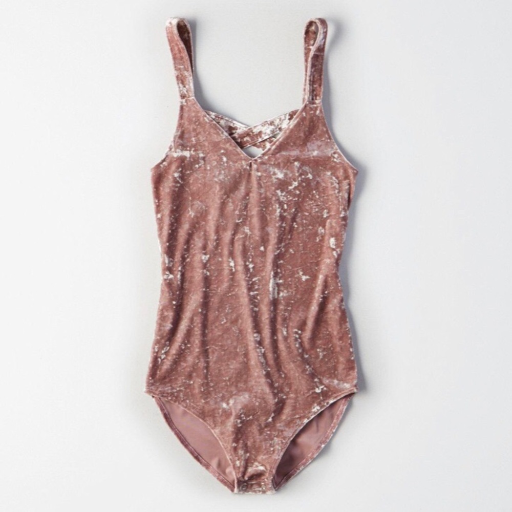 AE Soft & Sexy Velvet Strappy-back Bodysuit